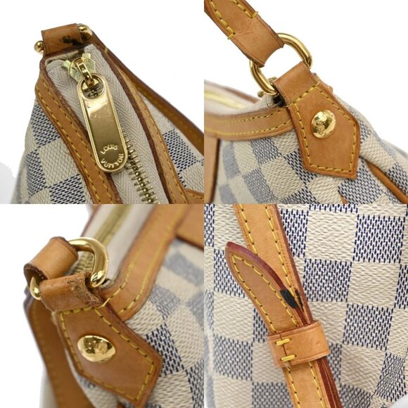 LOUIS VUITTON Siracusa PM Shoulder Bag Damier Azur Leather White - Picture 8 of 14